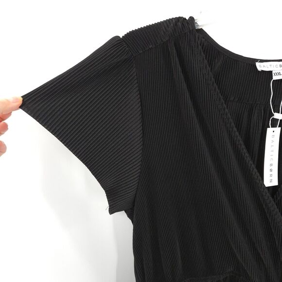 Baltic Born NWT Athena Pleated Maxi Dress Size XXXL black short sleeve V-neck - Picture 3 of 10